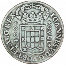 D. João V Cruzado Novo (480 Réis) 1750, sem pedúnculos, prata